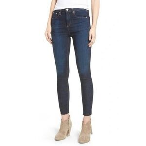 RAG & BONE 10” Ankle Skinny Dark Wash Raw Hem Denim Jeans in Mad River Size 27